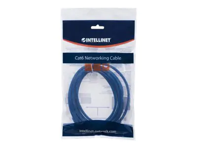 Intellinet Network Patch Cable, Cat6, 5m, Blue, CCA, U/UTP, PVC, RJ45, Gold Plated Contacts, Snagless, Booted, Lifetime Warranty, Polybag - Patch-Kabel - RJ-45 (M) zu RJ-45 (M) - 5 m - UTP - CAT 6 - geformt, ohne Haken - Blau
