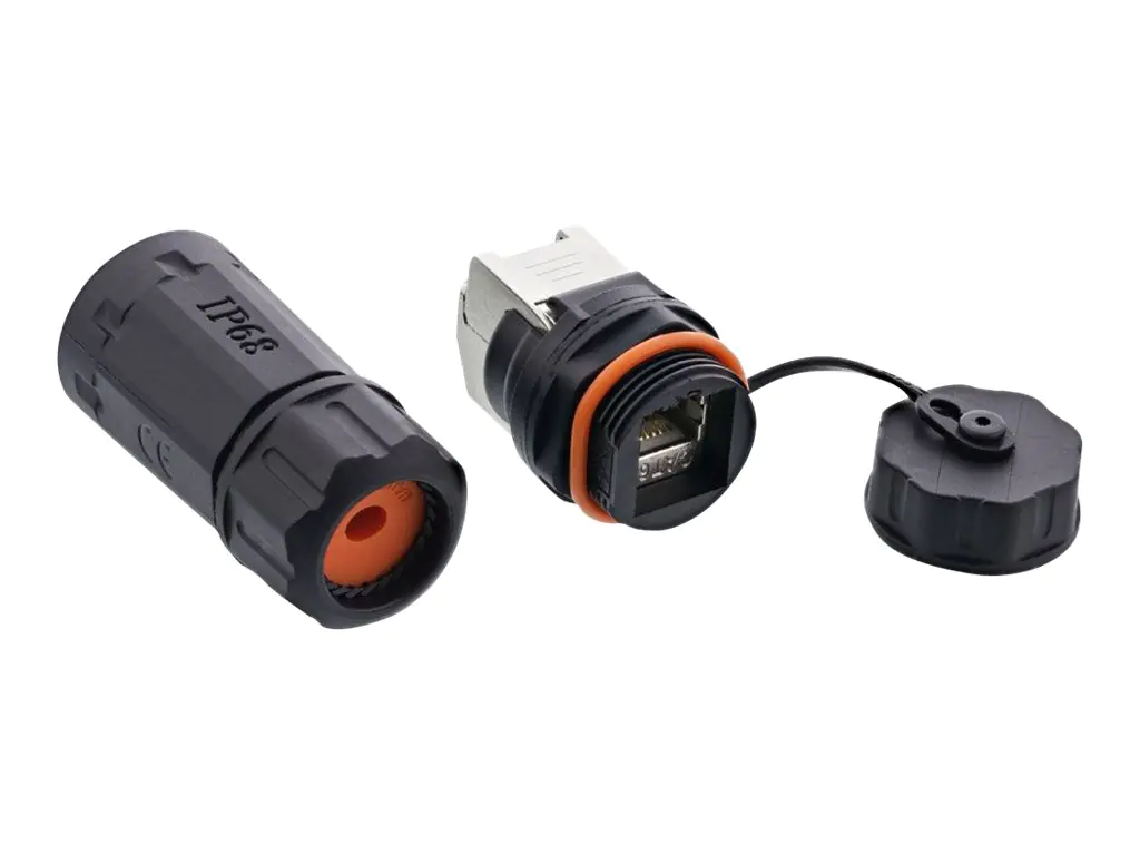 InLine 69990R - Netzwerkkoppler - RJ-45 (W) zu RJ-45 (M) - abgeschirmt - CAT 6a - im Freien - Schwarz