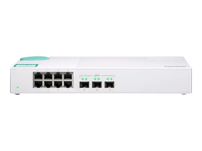 QNAP QSW-308S - Switch - unmanaged - 3 x 10 Gigabit SFP+ + 8 x 10/100/1000 - Desktop
