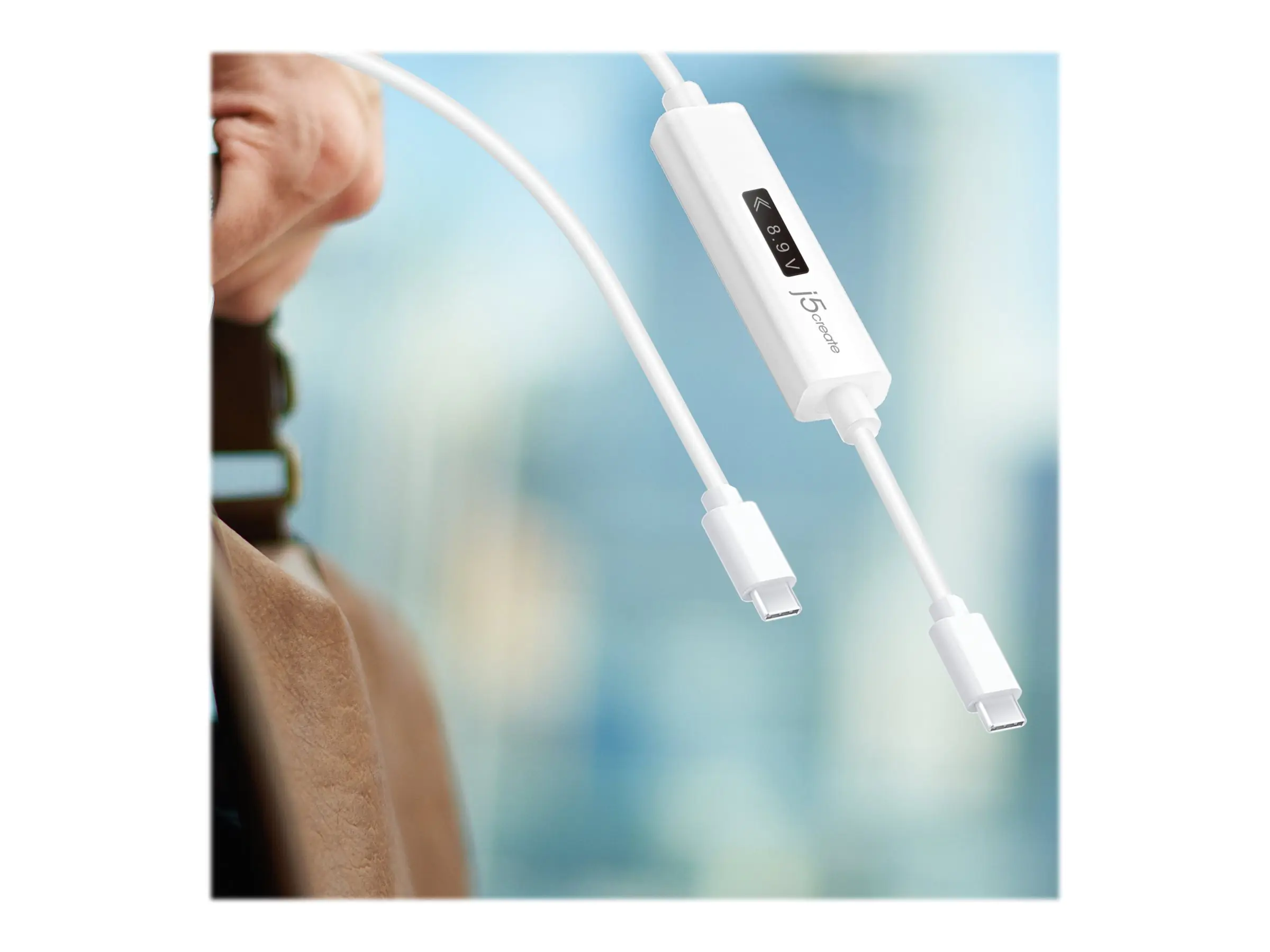 j5create JUCP14 - USB-Kabel - 24 pin USB-C (M) umkehrbar zu 24 pin USB-C (M) umkehrbar - USB 2.0 - 5 A - 1.2 m - umkehrbare Stecker, USB-Stromversorgung (5A, 100 W) - weiß