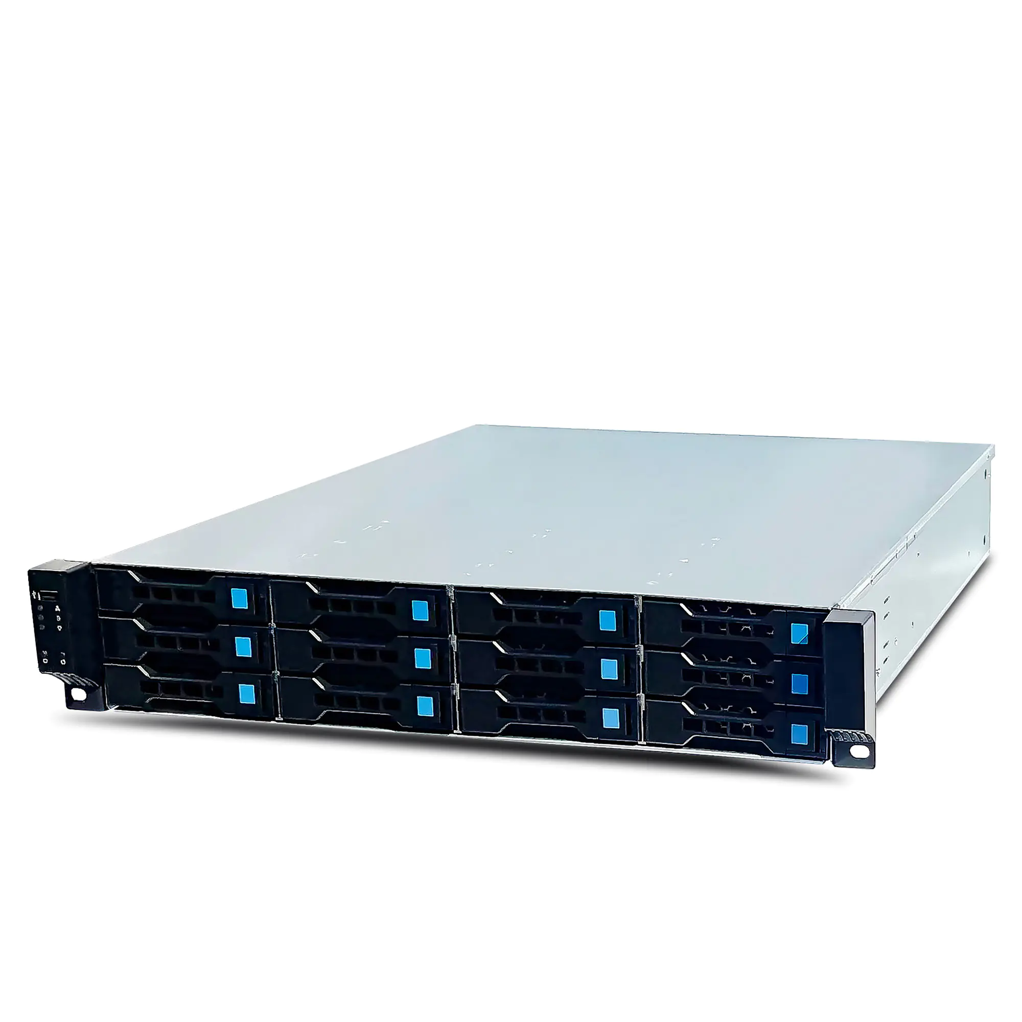 Fantec SRC-2012X07-12G/6G - Rack-Montage 2U - SSI CEB - SATA/SAS - Hot-Swap - keine Spannungsversorgung - Schwarz, Silber - USB