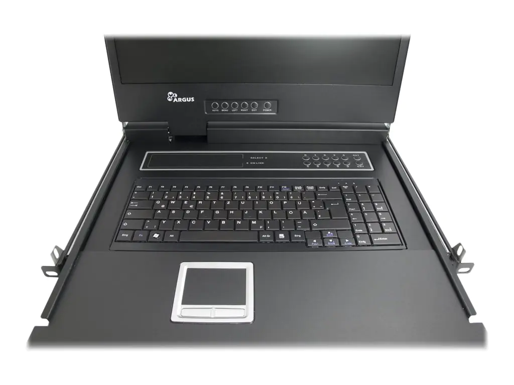 Inter-Tech AS-9104 TLS - KVM-Konsole mit KVM-Switch - 4 Anschlüsse - USB - QWERTZ - 48.3 cm (19") - Rack - einbaufähig - 1920 x 1080 Full HD (1080p) @ 75 Hz - 300 lm - 1000:1