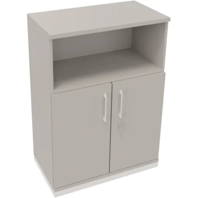 Kombischrank 2OH Tür 1OH Regal B800xT442xH1133mm ws/Lichtgrau