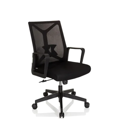 hjh OFFICE Bürodrehstuhl ENCO 43-54cm Wippmechanik Rolle universell (für Hart- und Teppichböden) Kunststoff schwarz