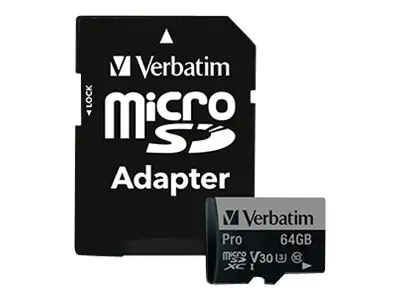 Verbatim PRO - Flash-Speicherkarte (SD-Adapter inbegriffen) - 64 GB - UHS Class 3 / Class10 - 300x/600x - microSDXC UHS-I