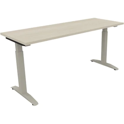 Schreibtisch Kufe Einzels. Quadrat B1600xT600xH650-850 si/Akazie hell