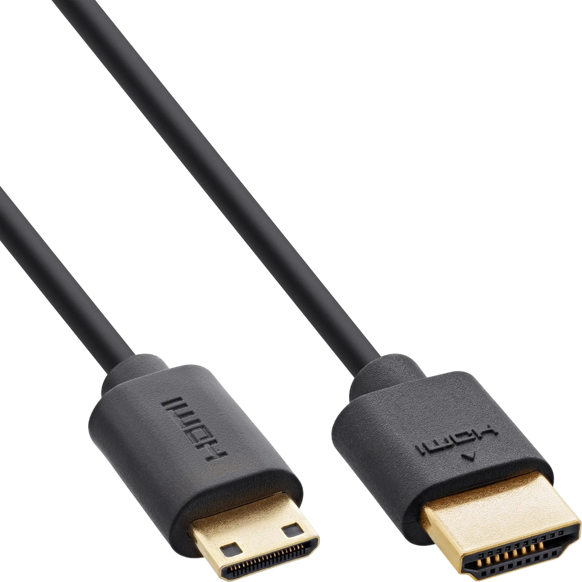 InLine - Ultra High Speed - HDMI-Kabel mit Ethernet - HDMI männlich zu 19 pin mini HDMI Type C männlich - 2 m - Dreifachisolierung - Schwarz - Unterstützung für 3D-Video