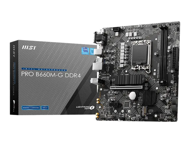 MSI PRO B660M-G DDR4 - Motherboard - micro ATX - LGA1700-Sockel - B660 Chipsatz - USB 3.2 Gen 1 - 2.5 Gigabit LAN - Onboard-Grafik (CPU erforderlich) - HD Audio (8-Kanal)