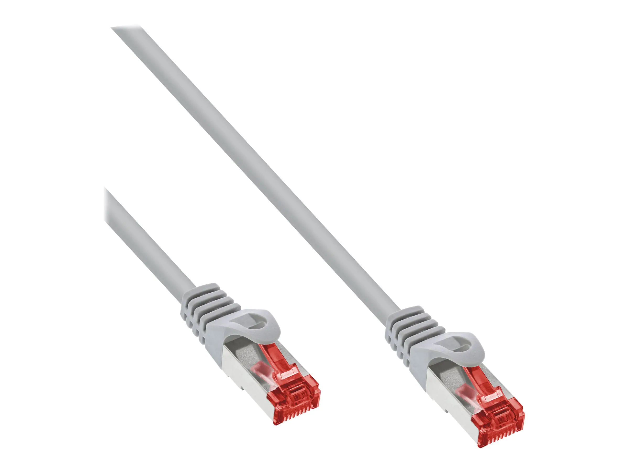InLine - Patch-Kabel - RJ-45 (M) zu RJ-45 (M) - 25 cm - SFTP, PiMF - CAT 6 - halogenfrei, geformt, ohne Haken, robust - Grau (Packung mit 200)