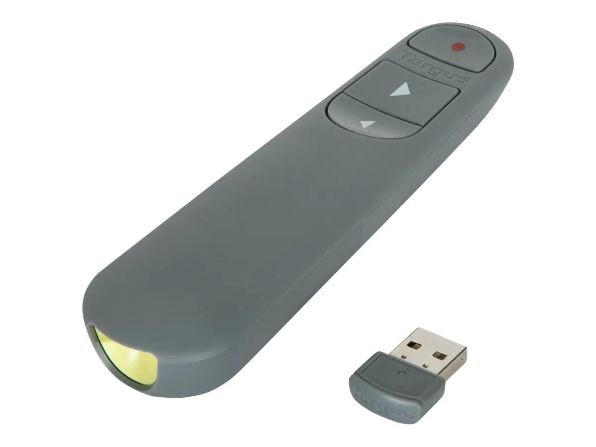 Targus Control Plus Dual Mode Antimicrobial Presenter with Laser - Präsentations-Fernsteuerung - HF - Grau