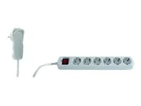 REV - Steckdosenleiste - Wechselstrom 230 V - 3500 Watt - Ausgangsanschlüsse: 6 (Stromversorgung) - 2 m Schnur - weiß