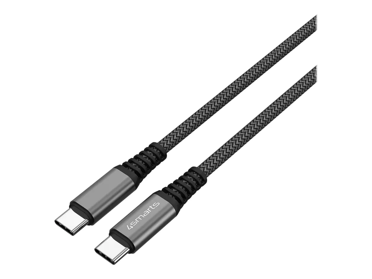 4smarts PremiumCord - USB-Kabel - 24 pin USB-C (M) zu 24 pin USB-C (M) - USB 2.0 - 20 V - 5 A - 1.5 m - USB-Stromversorgung (100 W) - Schwarz
