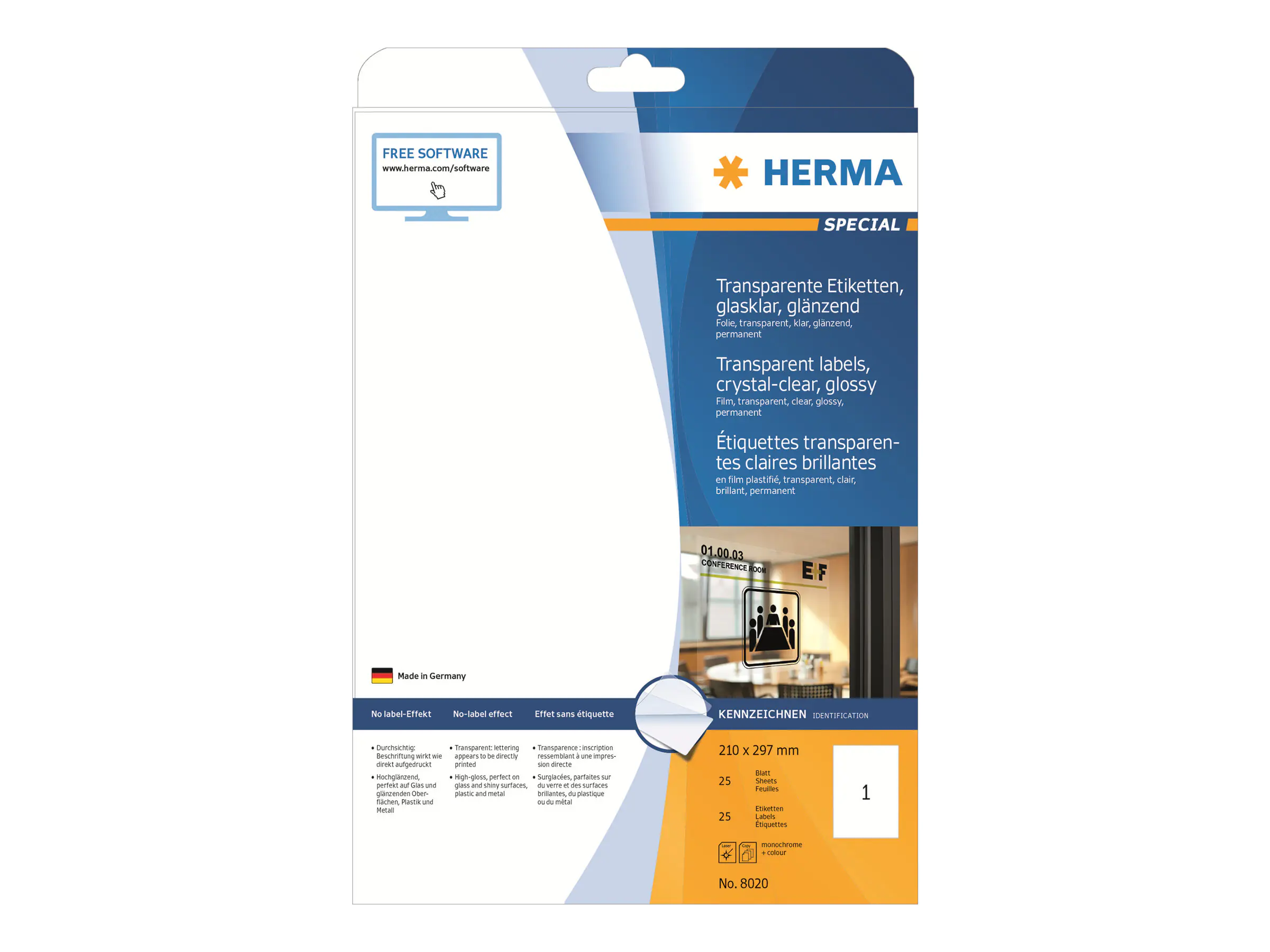 HERMA Special - Glänzend - selbstklebend - durchsichtig - A4 (210 x 297 mm) 8020