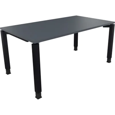Schreibtisch Vierfuß Quadratrohr B1600xT900xH680-820 an/Lavagrau