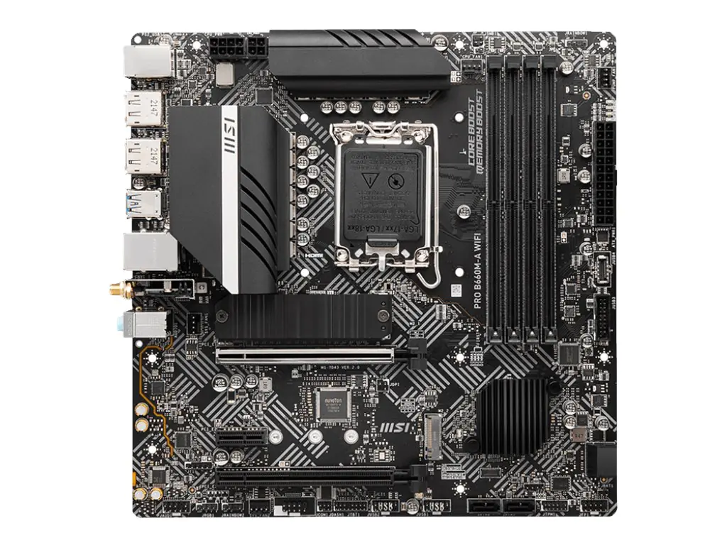 MSI PRO B660M-A WIFI - Motherboard - micro ATX - LGA1700-Sockel - B660 Chipsatz - USB-C Gen1, USB 3.2 Gen 1, USB 3.2 Gen 2 - 2.5 Gigabit LAN - Onboard-Grafik (CPU erforderlich) - HD Audio (8-Kanal)