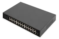 Digitus DN-95356 - Switch - 19", IEEE 802.3 af/at - unmanaged - 24 x 10/100 (PoE+) + 1 x 10/100/1000 (Uplink) + 1 x Combo Gigabit SFP/RJ-45 (Uplink) - an Rack montierbar - PoE+ (240 W)