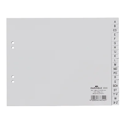 DURABLE Register 650010 DIN A4 teildeckend A-Z 20teilg PP grau
