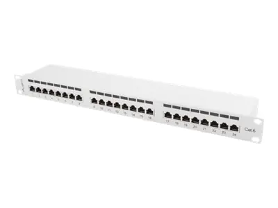 Lanberg PPS6-1024-S - Patch Panel - CAT 6 - STP - RJ-45 X 24 - Grau, RAL 7035 - 1U - 48.3 cm (19")
