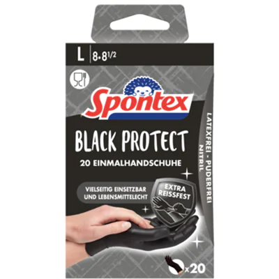 Spontex Einweghandschuhe Black Protect 7 Nitril schwarz 20 St./Pack.