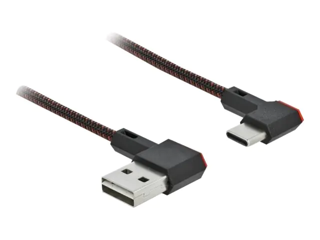 Delock Easy - USB-Kabel - USB (M) links/rechts abgewinkelt, umkehrbar zu 24 pin USB-C (M) links/rechts abgewinkelt, umkehrbar - 1.5 m - Schwarz