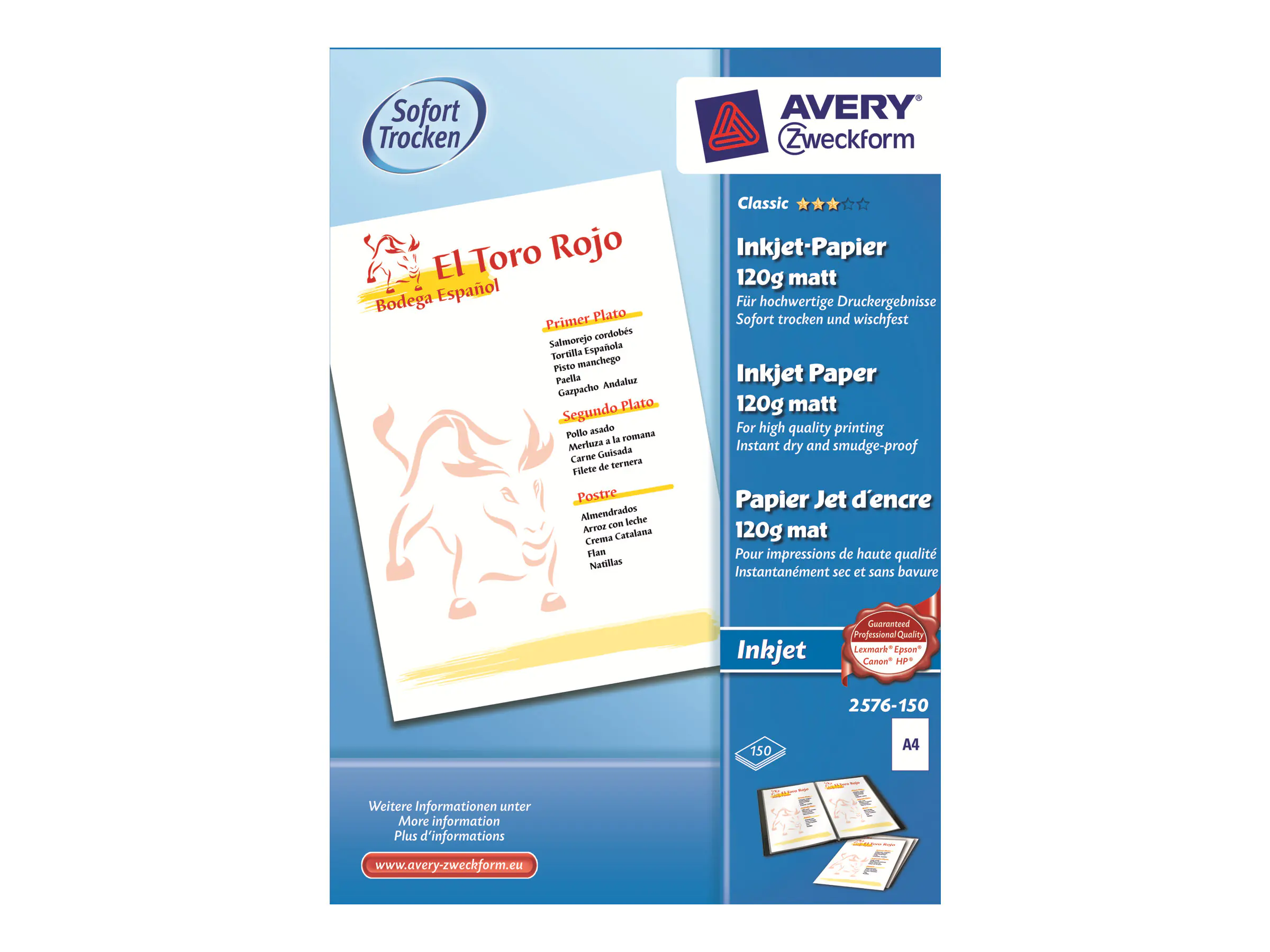 Avery Zweckform Classic Inkjet Paper 2576 - Mattes Weiß - A4 (210 x 297 mm) 2576-150