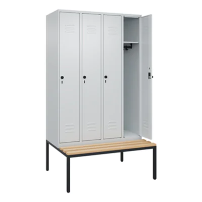 C+P Kleiderspind Classic PLUS 1.200 x 2.120 x 815 mm (B x H x T) 4 Abteile Stahl/Holz lichtgrau