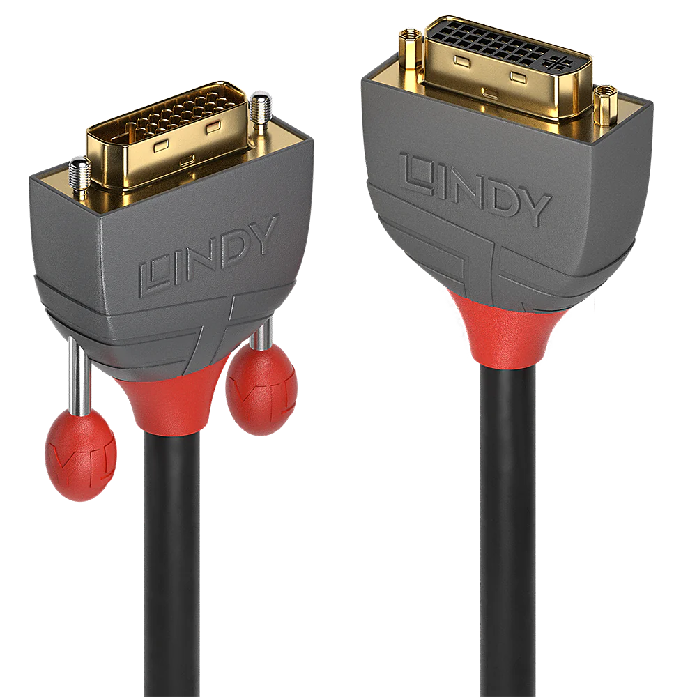 Lindy Anthra Line - DVI-Verlängerungskabel - Dual Link - DVI-D (M) zu DVI-D (W) - 2 m - Daumenschrauben - Schwarz