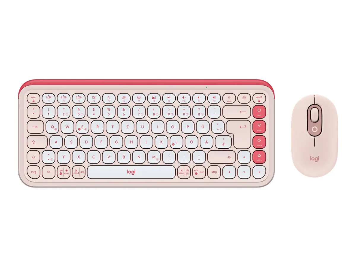 Logitech POP Icon Combo - Tastatur-und-Maus-Set - kabellos - Bluetooth LE - QWERTZ - Deutsch - Off-White, rosé