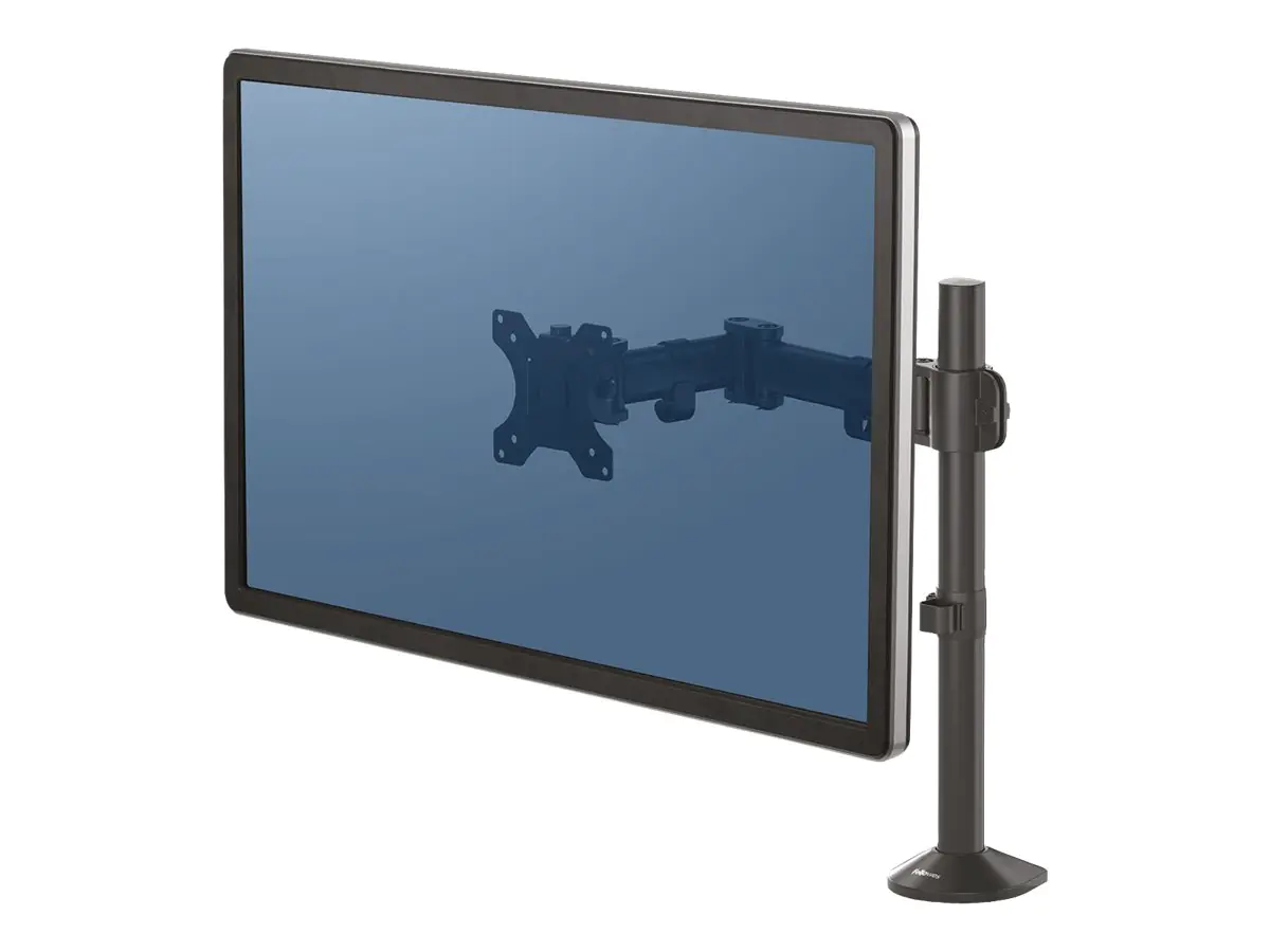 Fellowes Reflex Single Monitor Arm - Befestigungskit - einstellbarer Arm - für Monitor - Metall - Schwarz, RAL 9017 - Bildschirmgröße: up to 81.28 cm (bis zu 32 Zoll) - Tischmontage