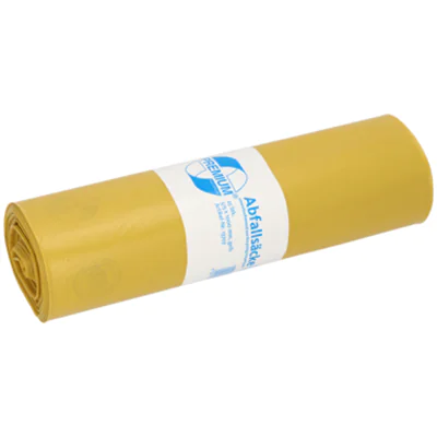 PREMIUM Müllsack 57,5 x 100 cm (B x H) 60µm 70l LDPE, 78 % recycelt gelb 25 St./Pack.