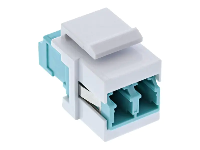 InLine - Modulare Einrastanlagenplatte (Kupplung) - LC MM X 2 - Weiß mit türkisem Innengehäuse