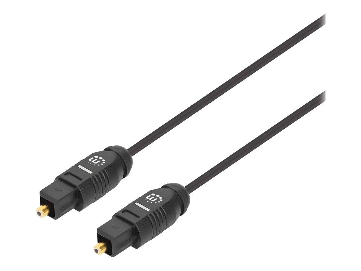 Manhattan Toslink Digital Optical AudioCable, 2m, Male/Male, Toslink S/PDIF, Gold plated contacts, Lifetime Warranty, Polybag - Digitales Audio-Kabel (optisch) - SPDIF - TOSLINK männlich zu TOSLINK männlich - 2 m - Glasfaser - Schwarz