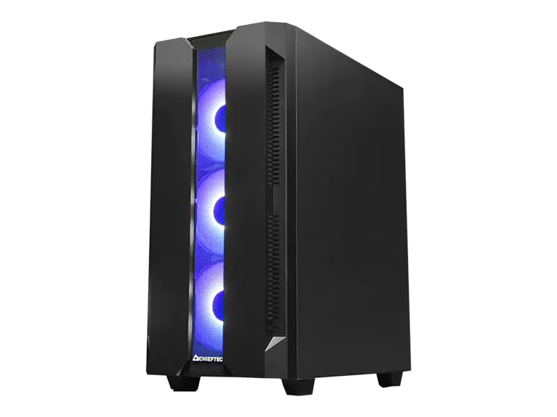 Chieftec Gamer Series Hunter - Tower - Seitenteil mit Fenster (gehärtetes Glas) - keine Spannungsversorgung (ATX) - Schwarz - USB/Audio