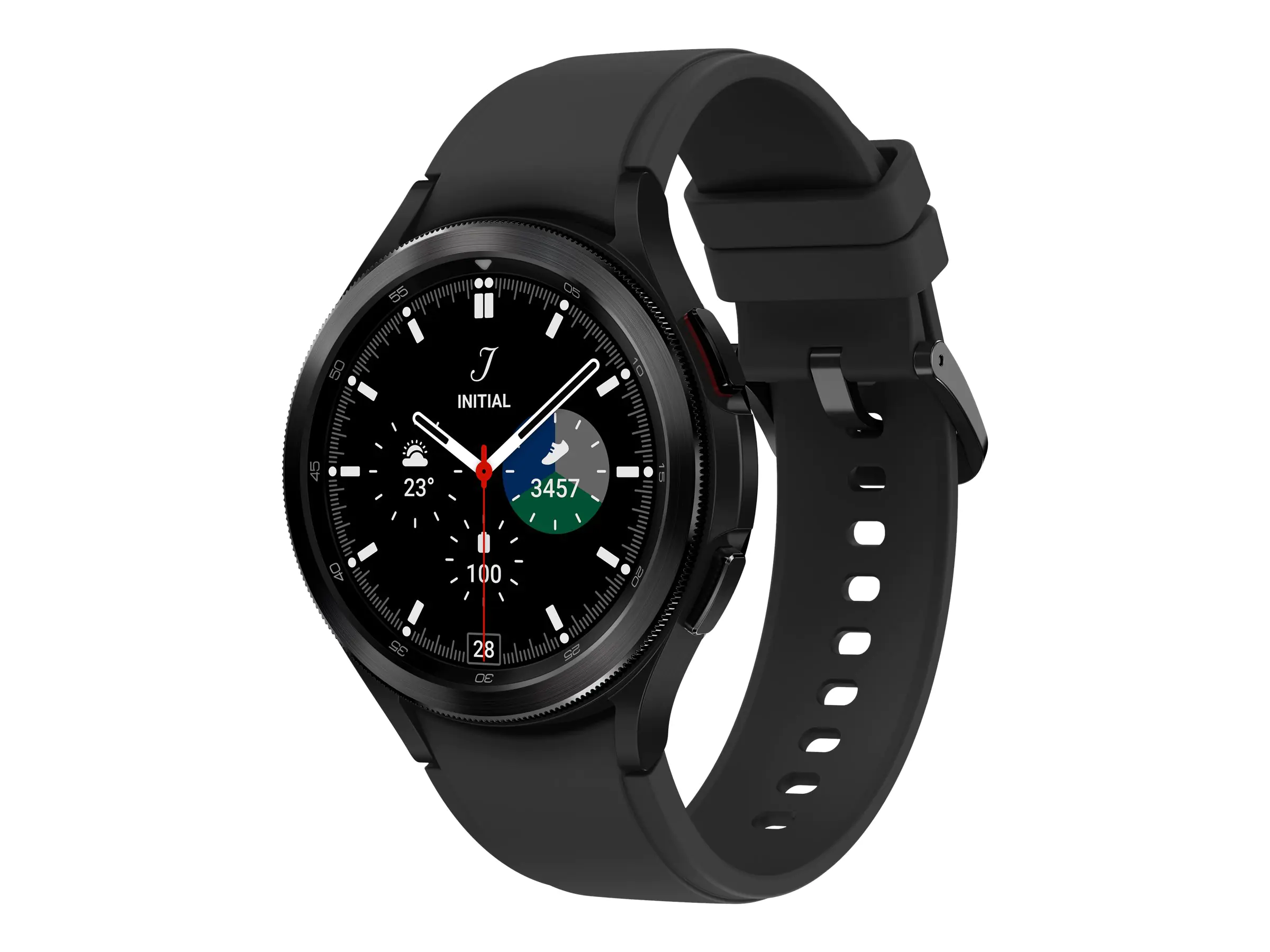 Samsung Galaxy Watch4 Classic - 46 mm - schwarz - intelligente Uhr mit Ridge Sport Band - Flouroelastomer - schwarz - Anzeige 3.46 cm (1.4") - 16 GB - NFC, Wi-Fi, Bluetooth - 52 g