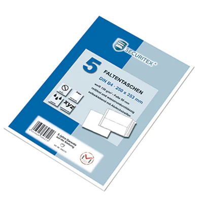 SECURITEX Faltentasche 30002547 B4 130g oF hk ws 5 St./Pack.