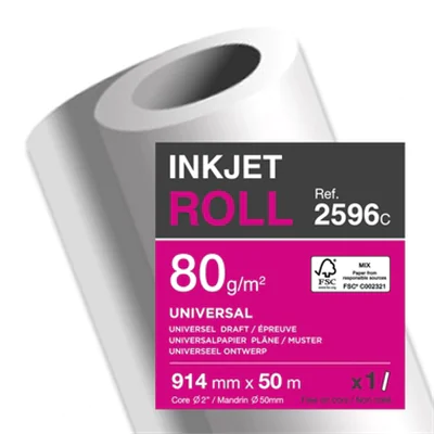 Clairefontaine Inkjetplotterpapier UNIVERSAL 914 mm x 50 m (B x L) 80g/m² hochweiß