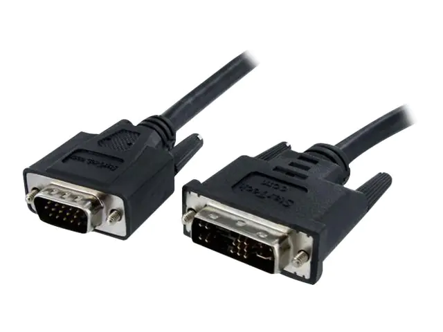 StarTech DVI auf VGA Monitorkabel 2 Meter - Stecker / Stecker - DVI-I 24+5 VGA (15Pin) - DVI-A analog VGA Kabel St/St 2m - Videokabel - HD-15 (VGA) (M) zu DVI-A (M) - 2 m - geformt, Daumenschrauben - Schwarz