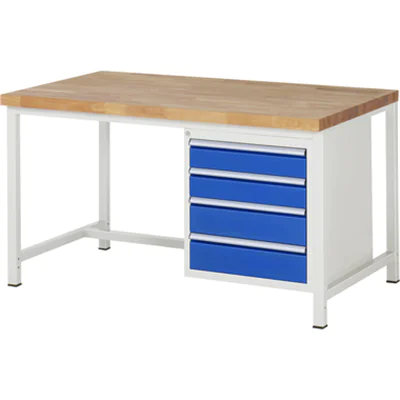 RAU Werkbank 8000 1.500 x 840-1.040 x 900 mm (B x H x T) enzianblau lichtgrau