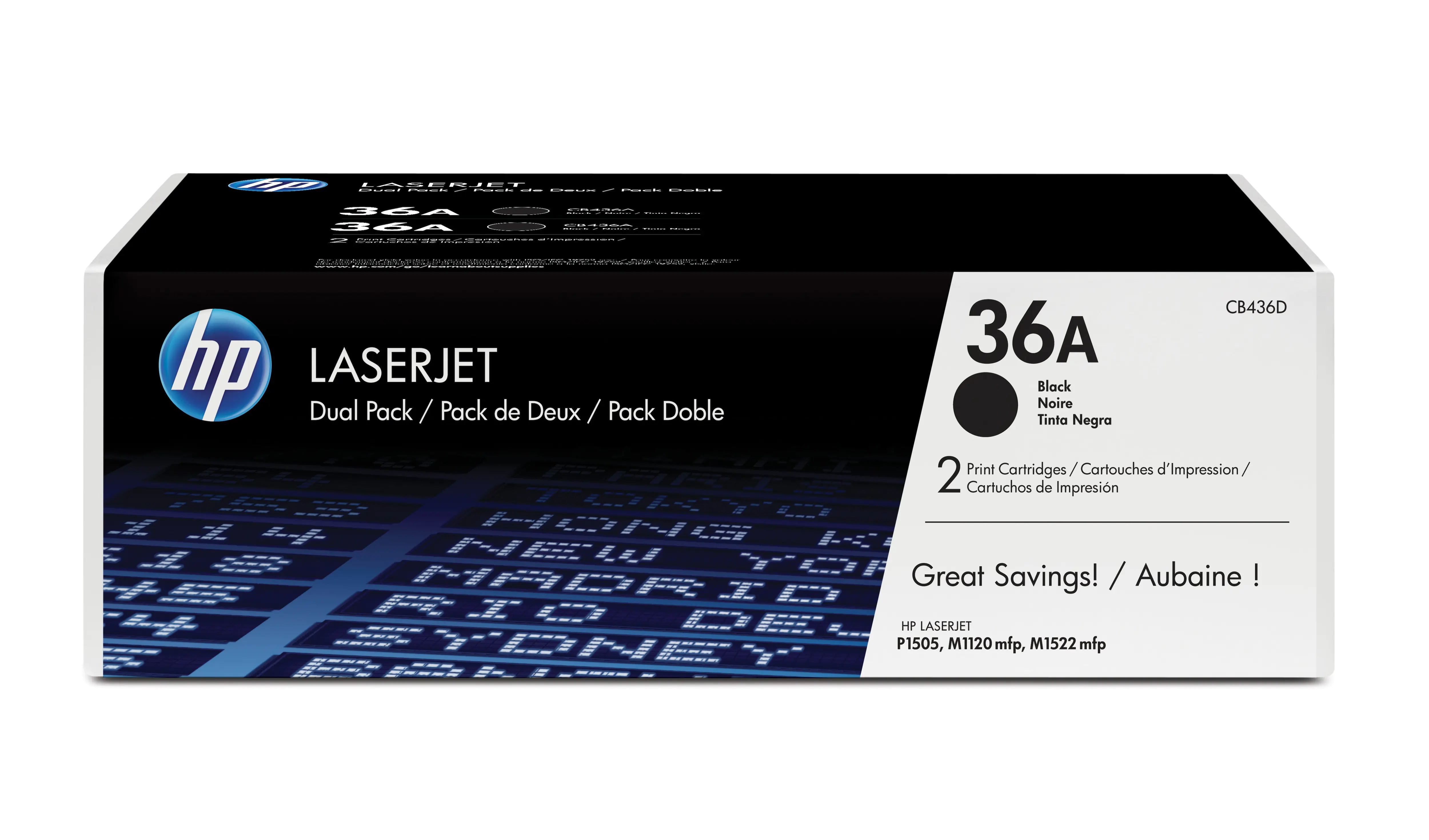 HP 36A - 2er-Pack - Schwarz - Original - LaserJet - Tonerpatrone (CB436AD) - für LaserJet M1120 MFP, M1120n MFP, M1522n MFP, M1522nf MFP, P1505, P1505n, P1506
