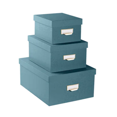 Exacompta Aufbewahrungsbox Office By Me 16 x 11 x 20 cm (B x H x T), 20 x 13 x 26 cm (B x H x T), 26 x15 x 35 cm (B x H x T) DIN A6+, DIN A5+, DIN A4+ Recyclingkarton, Papier kaschiert blaugrün