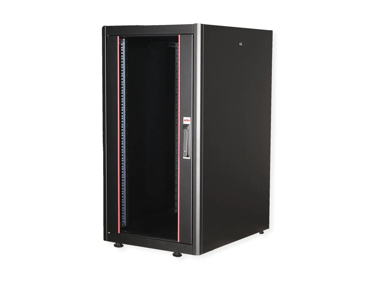 ROLINE Basic - Schrank Netzwerkschrank - Glas Tür, 600x800 BxT - RAL 9005, Jet Black - 22U - 48.3 cm (19") 26.21.0201