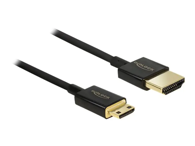 DeLOCK Slim Premium - HDMI mit Ethernetkabel - mini HDMI (M) bis HDMI (M) - 2 m - Dreifachisolierung - Schwarz