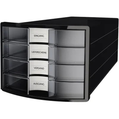 HAN Schubladenbox IMPULS 1012-363 DIN A4/C4 4Fächer geschl. sw/tr