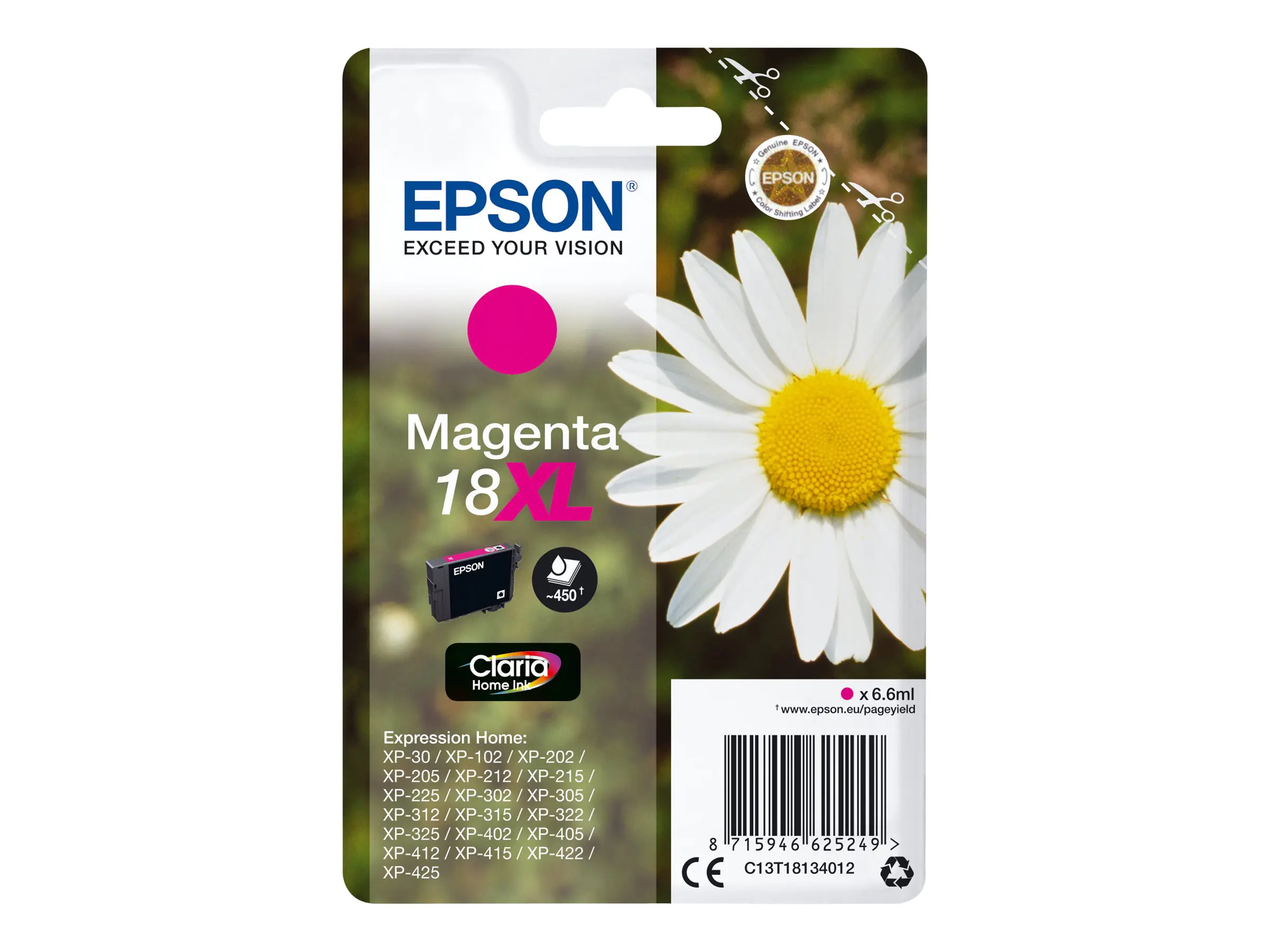 Epson 18XL - 11.5 ml - XL - Schwarz - Original - Tintenpatrone - für Expression Home XP-212, 215, 225, 312, 315, 322, 325, 412, 415, 422, 425