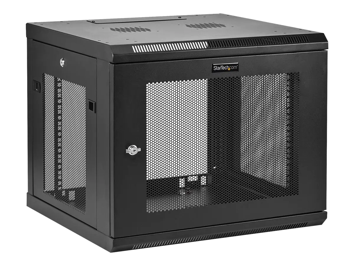 StarTech "9U Wall Mount Server Rack Cabinet - 4-Post Adjustable Depth (2"" to 19"") Network Equipment Enclosure with Cable Management (RK920WALM)" - Schrank für Rack-Gehäuse - geeignet für Wandmontage - Schwarz - 9U