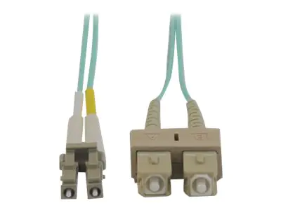 Eaton Tripp Lite Series 10Gb Duplex Multimode 50/125 OM3 LSZH Fiber Patch Cable (LC/SC) - Aqua, 3M (10 ft.) - Patch-Kabel - SC multi-mode (M) zu LC Multi-Mode (M) - 3 m - Glasfaser - Duplex - 50/125 Mikrometer - OM3 - Aqua Blue