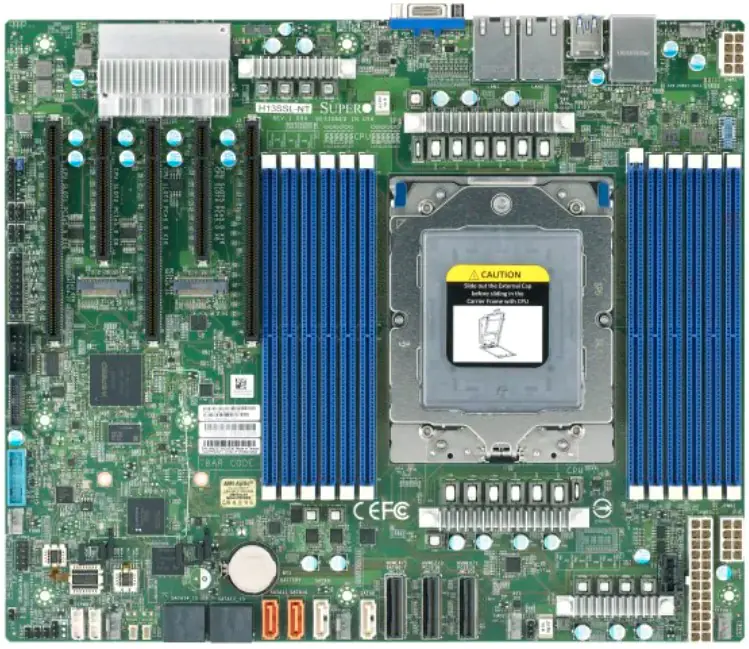 SUPERMICRO H13SSL-NT - Motherboard - ATX - AMD keine CPU - Socket SP5 - USB 3.0 - 2 x 10 Gigabit LAN - Onboard-Grafik (CPU erforderlich)
