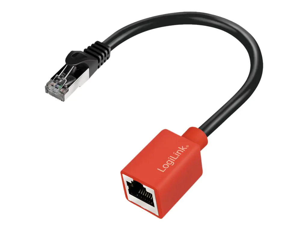 LogiLink Professional - Netzwerkverlängerungskabel - RJ-45 (M) zu RJ-45 (W) - 20 cm - SFTP - CAT 6a - halogenfrei, ohne Haken - Schwarz / Rot