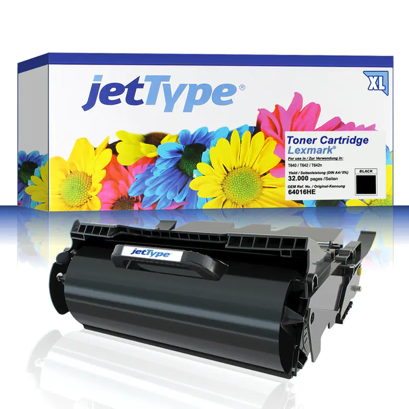 jetType Toner kompatibel zu Lexmark 64016HE schwarz 32.000 Seiten Große Füllmenge 1 Stück