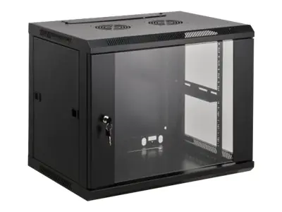 Intellinet Network Cabinet, Wall Mount (Standard), 12U, Usable Depth 350mm/Width 540mm, Black, Assembled, Max 60kg, Metal & Glass Door, Back Panel, Removeable Sides,Suitable also for use on desk or floor,19",Parts for wall install (eg screws/rawl plugs) n